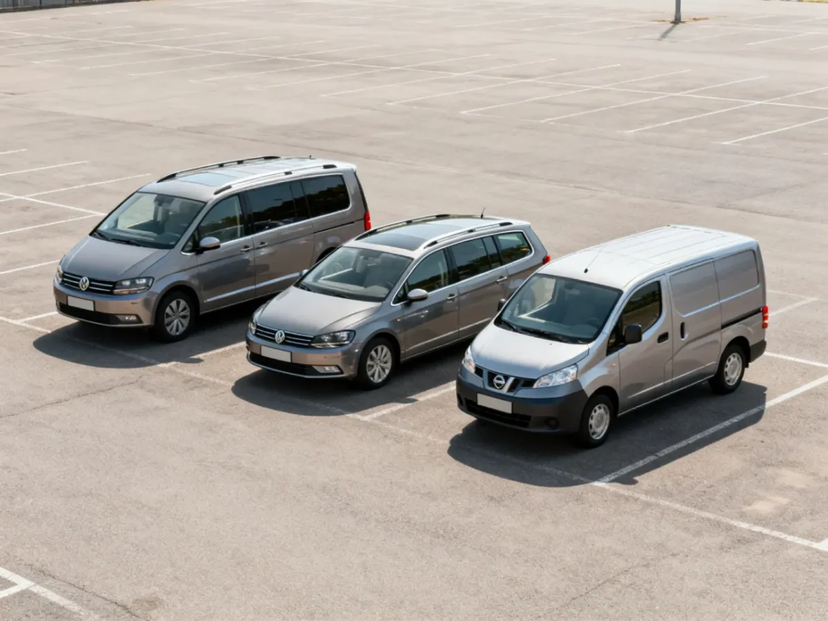 Minivan, kombi i kombivan ustawione obok siebie do porównania