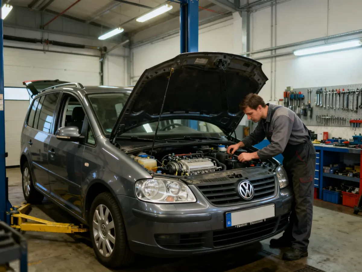 Volkswagen Touran sprawdzany w warsztacie